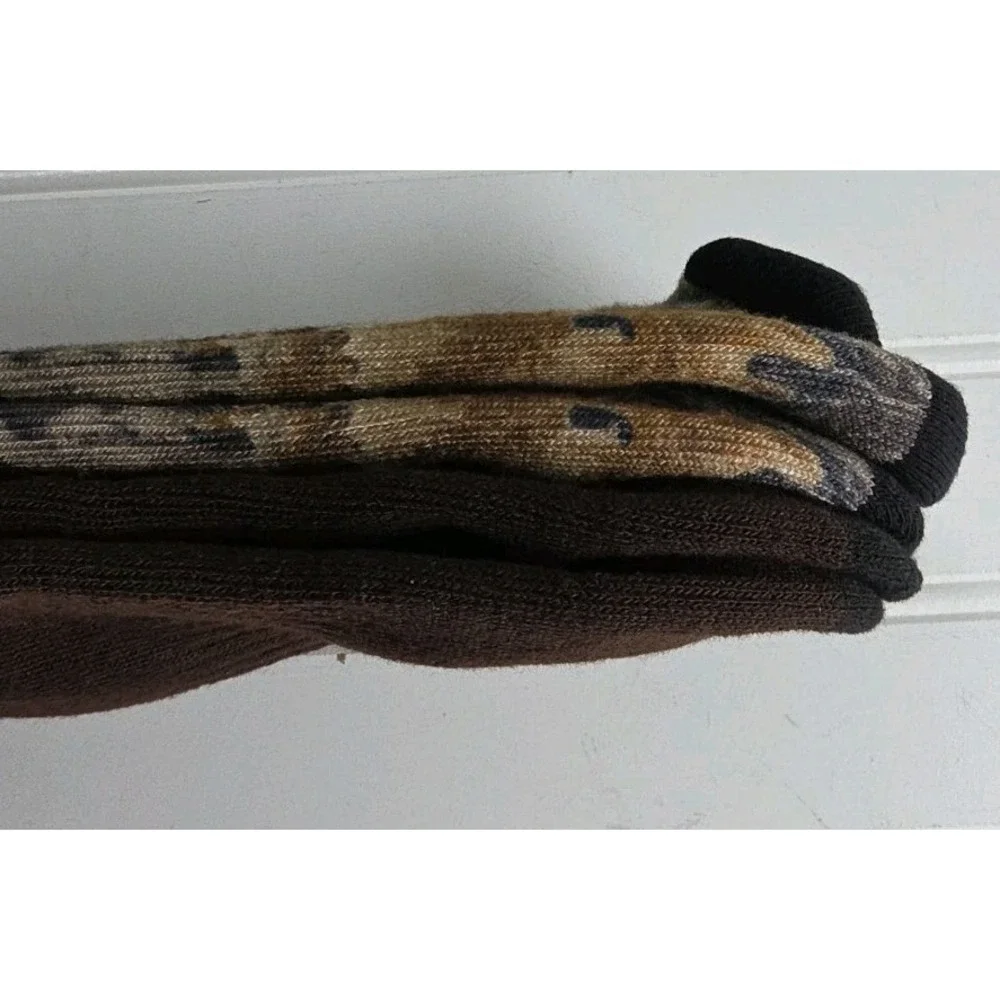 2 Pairs Realtree Cushion Printed Crew Socks Size‎ 6-12 Brown/Camo NEW